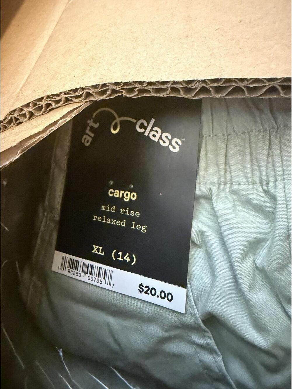 Art Class Olive Green mid rise Wide Leg Cargo Pants,  Girls Pants XL 14